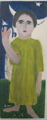Consuelo Kanaga (American, 1894–1978). <em>[Untitled] (Full-length Portrait of a Child)</em>. Oil on paper, mounted, Sheet: 14 1/8 x 5 3/8 in.  (35.9 x 13.7 cm). Brooklyn Museum, Gift of Wallace B. Putnam, 81.318.25 (Photo: Brooklyn Museum, CUR.81.318.25.jpg)