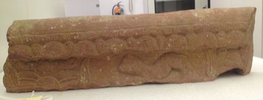 <em>Section of a Buddhist Stupa Railing</em>, ca. 1st-2nd century C.E. Mottled red sandstone, 6 1/2 x 25 x 5 in. (16.5 x 63.5 x 12.7 cm). Brooklyn Museum, Gift of William Wolff, 81.60. Creative Commons-BY (Photo: Brooklyn Museum, CUR.81.60_view1.jpg)