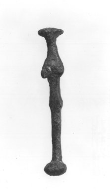 Syro-Lebanese. <em>Standing Figure</em>, 2000-1500 B.C.E. Bronze, 3 1/16 x 1/2 in. (7.7 x 1.3 cm). Brooklyn Museum, Gift of Jonathan P. Rosen, 82.116.11. Creative Commons-BY (Photo: Brooklyn Museum, CUR.82.116.11_negA_bw.jpg)