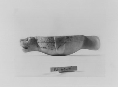  <em>Lion Bowl</em>, ca. 900-600 B.C.E. Calcite, steatite or lapis lazuli, Diam. 5 5/16 x 8 9/16 in. (13.5 x 21.7 cm). Brooklyn Museum, Gift of Jonathan P. Rosen, 82.116.18. Creative Commons-BY (Photo: Brooklyn Museum, CUR.82.116.18_negD_bw.jpg)
