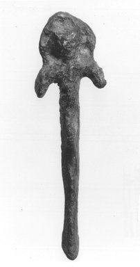 Syro-Lebanese. <em>Standing Male Figure</em>, ca. 2000-1500 B.C.E. Bronze, 4 1/16 x 1 1/4 in. (10.3 x 3.1 cm). Brooklyn Museum, Gift of Jonathan P. Rosen, 82.116.4. Creative Commons-BY (Photo: Brooklyn Museum, CUR.82.116.4_negA_bw.jpg)