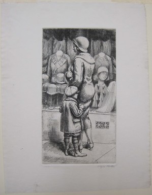 Kenneth Hayes Miller (American, 1876–1954). <em>Pause by a Window</em>, ca. 1930. Etching on paper, sheet: 12 7/8 x 9 7/8 in. (32.7 x 25.1 cm). Brooklyn Museum, Gift of Bernice and Robert Dickes, 82.142.12 (Photo: Brooklyn Museum, CUR.82.142.12.jpg)