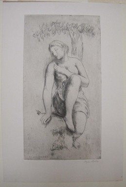 Kenneth Hayes Miller (American, 1876–1954). <em>Nymph Under a Tree</em>, 1919. Etching on paper, folder: 19 5/16 x 14 5/16 in. (49 x 36.4 cm). Brooklyn Museum, Gift of Bernice and Robert Dickes, 82.142.3 (Photo: Brooklyn Museum, CUR.82.142.3.jpg)