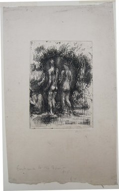 Kenneth Hayes Miller (American, 1876-1954). <em>Entrance to the Forest</em>, 1922. Etching on paper, 19 3/8 x 14 3/16 in. (49.2 x 36.1 cm). Brooklyn Museum, Gift of Bernice and Robert Dickes, 82.142.4 (Photo: Brooklyn Museum, CUR.82.142.4.jpg)