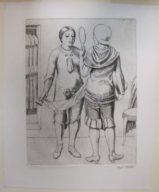 Kenneth Hayes Miller (American, 1876–1954). <em>Two Women with Mirror</em>, 1930. Etching, folder: 19 3/8 x 14 3/16 in. (49.2 x 36 cm). Brooklyn Museum, Gift of Bernice and Robert Dickes, 82.142.5 (Photo: Brooklyn Museum, CUR.82.142.5.jpg)