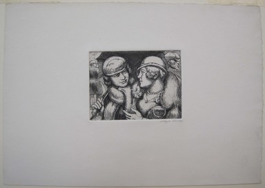 Kenneth Hayes Miller (American, 1876–1954). <em>Conversation</em>, 1934. Etching on paper, folder: 14 3/16 x 19 5/16 in. (36 x 49 cm). Brooklyn Museum, Gift of Bernice and Robert Dickes, 82.142.6 (Photo: Brooklyn Museum, CUR.82.142.6.jpg)