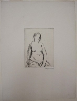 Kenneth Hayes Miller (American, 1876–1954). <em>Seated Woman</em>, 1925. Drypoint, folder: 19 5/16 x 14 3/16 in. (49 x 36.1 cm). Brooklyn Museum, Gift of Bernice and Robert Dickes, 82.142.7 (Photo: Brooklyn Museum, CUR.82.142.7.jpg)