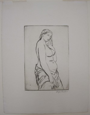 Kenneth Hayes Miller (American, 1876–1954). <em>Pause</em>, 1925. Drypoint on paper, folder: 19 3/8 x 14 in. (49.2 x 35.6 cm). Brooklyn Museum, Gift of Bernice and Robert Dickes, 82.142.8 (Photo: Brooklyn Museum, CUR.82.142.8.jpg)