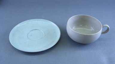 Russel Wright (American, 1904-1976). <em>Miniature Cup and Saucer, Idealware Pattern</em>, 1955-1962. Molded polyethylene plastic, saucer, height: 1/2 in. (1.3 cm). Brooklyn Museum, Gift of Paul F. Walter, 83.108.108a-b. Creative Commons-BY (Photo: Brooklyn Museum, CUR.83.108.108a-b_view1.jpg)