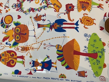 John Rombola (American, born 1933). <em>Wallpaper, Alice in Wonderland pattern</em>, ca. 1967. Wallpaper, 84 x 29 1/4 in.  (213.4 x 74.3 cm). Brooklyn Museum, Gift of John Rombola, 85.148.2. Creative Commons-BY (Photo: Brooklyn Museum, CUR.85.148.2_detail01.jpg)