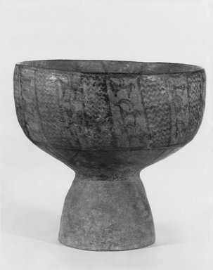 Sialk II. <em>Crater</em>, 4th millennium B.C.E. Clay, slip, 12 1/8 x 12 11/16 in. (30.8 x 32.2 cm). Brooklyn Museum, Special Middle Eastern Art Fund and Designated Purchase Fund, 85.17.1. Creative Commons-BY (Photo: Brooklyn Museum, CUR.85.17.1_NegA_print_bw.jpg)