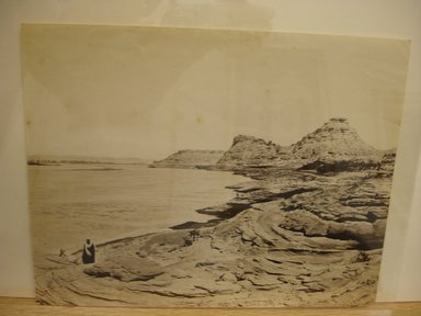 Frank Mason Good (English, 1839-1911). <em>Bend in the Nile (with Egyptian man in foreground)</em>, mid to late 19th century. Albumen silver photograph, image/sheet: 7 3/4 x 10 1/4 in. (19.7 x 26 cm). Brooklyn Museum, Gift of Matthew Dontzin, 85.305.31 (Photo: Brooklyn Museum, CUR.85.305.31.jpg)