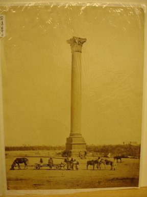 Wihelm Hammerschmidt (German, died 1869). <em>Pompey's Pillar in Alexandria</em>, mid-19th century. Albumen silver photograph, image/sheet: 7 3/4 x 10 1/4 in. (19.7 x 26 cm). Brooklyn Museum, Gift of Matthew Dontzin, 85.305.33 (Photo: Brooklyn Museum, CUR.85.305.33.jpg)