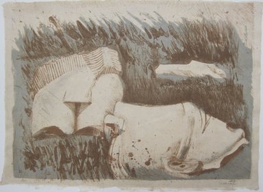 Martyl Langsdorf (American, 1917-2013). <em>Fragments, Egypt</em>, 1986. Lithograph on paper, sheet: 11 1/2 x 16 3/8 in. (29.2 x 41.6 cm). Brooklyn Museum, Gift of Mr. and Mrs. Robert T. Buck, 86.144.2. © artist or artist's estate (Photo: Brooklyn Museum, CUR.86.144.2.jpg)