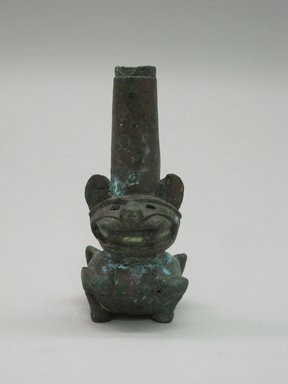 Chimú. <em>Ornament</em>, 1000-1500. Bronze, 4 3/16 × 1 3/4 × 2 in. (10.6 × 4.4 × 5.1 cm). Brooklyn Museum, Gift of the Ernest Erickson Foundation, Inc., 86.224.122. Creative Commons-BY (Photo: Brooklyn Museum, CUR.86.224.122.jpg)