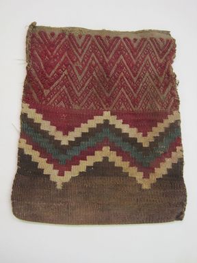 Coastal Wari (attrib by Nobuko Kajatani, 1993). <em>Bag</em>, 600-1400. Cotton, camelid fiber, 7 × 5 7/8 in. (17.8 × 15 cm). Brooklyn Museum, Gift of the Ernest Erickson Foundation, Inc., 86.224.63. Creative Commons-BY (Photo: , CUR.86.224.63.jpg)