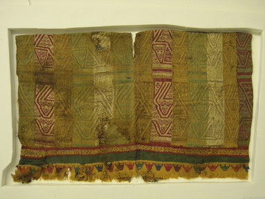 Inca/Moquegua (attrib by Nobuko Kajatani, 1993). <em>Undetermined Tunic or Textile Fragments</em>, 1400-1532 and 200-600. Camelid fiber, 17 3/4 × 28 1/4 in. (45.1 × 71.8 cm). Brooklyn Museum, Gift of the Ernest Erickson Foundation, Inc., 86.224.74. Creative Commons-BY (Photo: , CUR.86.224.74.jpg)