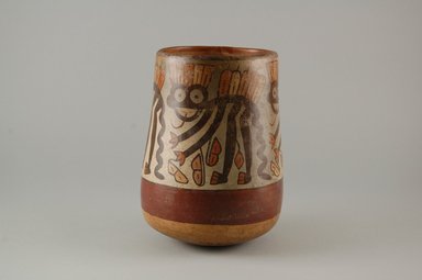 Nasca. <em>Jar</em>, 325–440. Ceramic, pigments, 6 x 3 3/4 x 3 3/4 in. (15.2 x 9.5 x 9.5 cm). Brooklyn Museum, Gift of the Ernest Erickson Foundation, Inc., 86.224.8. Creative Commons-BY (Photo: Brooklyn Museum, CUR.86.224.8_view1.jpg)