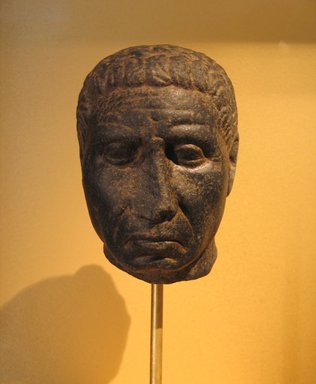  <em>Head of a Mature Man</em>, early 2nd century B.C.E. Basalt, 6 1/2 x 4 3/4 x 7 1/2 in. (16.5 x 12.1 x 19.1 cm). Brooklyn Museum, Gift of the Ernest Erickson Foundation, Inc., 86.226.14. Creative Commons-BY (Photo: Brooklyn Museum, CUR.86.226.14_erg456.jpg)