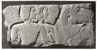  <em>Relief Representation of Men with Horses</em>, 1300-1200 B.C.E. Sandstone, 9 1/4 x 18 13/16 x 1 5/8 in. (23.5 x 47.8 x 4.2 cm). Brooklyn Museum, Gift of the Ernest Erickson Foundation, Inc., 86.226.31. Creative Commons-BY (Photo: Brooklyn Museum, CUR.86.226.31_negL_514_21_bw.jpg)