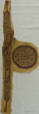 Coptic. <em>Clavus Fragment and Roundel with Animal and Botanical Decoration</em>, 4th-7th century C.E. Linen, wool, 7 1/16 x 21 5/8 in. (18 x 55 cm). Brooklyn Museum, Gift of Mr. and Mrs. Philip Gould, 86.249.4. Creative Commons-BY (Photo: Brooklyn Museum (in collaboration with Index of Christian Art, Princeton University), CUR.86.249.4_ICA.jpg)