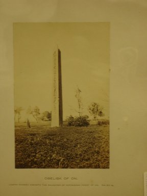 Frank Mason Good (English, 1839-1911). <em>Obelisk of ON</em>, 19th century. Albumen silver photograph, image/sheet: 6 1/8 x 3 15/16 in. (15.5 x 10 cm). Brooklyn Museum, Gift of Alan Schlussel, 86.250.44 (Photo: Brooklyn Museum, CUR.86.250.44.jpg)