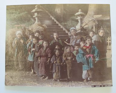  <em>Group of Children</em>, late 19th-early 20th century. Tinted albumen silver photographs, 10 3/16 x 7 7/8 in. (25.9 x 20 cm). Brooklyn Museum, Gift of Matthew Dontzin, 86.256.25 (Photo: Brooklyn Museum, CUR.86.256.25.jpg)