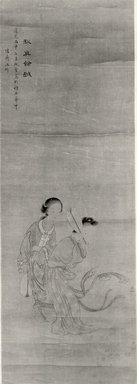  <em>Two Court Ladies Watching a Butterfly</em>, 19th century. Hanging scroll, ink and color on paper, no mounting: 37 x 12 1/4 in. (94 x 31.1 cm). Brooklyn Museum, Gift of Dr. and Mrs. John P. Lyden, 86.271.18 (Photo: Brooklyn Museum, CUR.86.271.18_bw.jpg)