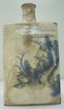  <em>Wine Bottle</em>, 18th century. Awata ware, buff earthenware with underglaze, 9 1/4 x 4 1/2 in. (23.5 x 11.4 cm). Brooklyn Museum, Gift of Dr. and Mrs. John P. Lyden, 86.271.38. Creative Commons-BY (Photo: Brooklyn Museum, CUR.86.271.38_side_view1.jpg)