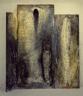 Susan Laufer. <em>Family Portrait</em>, 1985. Acrylic, spackle compound, polmer medium on masonite wood, Overall: 92 x 84 x 8 in. (233.7 x 213.4 x 20.3 cm). Brooklyn Museum, Purchased with funds given by the Eugene & Estelle Ferkauf Foundation, 86.35. © artist or artist's estate (Photo: Photograph courtesy of the artist, CUR.86.35_Laufer_photo_SL3.jpg)