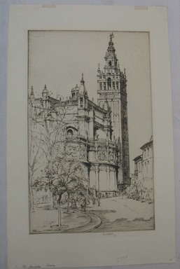 Ernest David Roth (American, 1879–1964). <em>The Giralda, Seville</em>, 1921. Etching on paper, Sheet: 16 7/8 x 10 5/8 in. (42.8 x 27 cm). Brooklyn Museum, Bequest of Louise Seaman Bechtel, 86.38.4 (Photo: Brooklyn Museum, CUR.86.38.4.jpg)