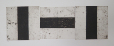 Carole Seborovski (American, born 1960). <em>Three Black Bars</em>, 1986. Aquatint gravure on paper, sheet: 16 1/16 x 32 3/16 in. (40.8 x 81.8 cm). Brooklyn Museum, Purchase gift of Werner H. Kramarsky, 87.55.5. © artist or artist's estate (Photo: , CUR.87.55.5.jpg)