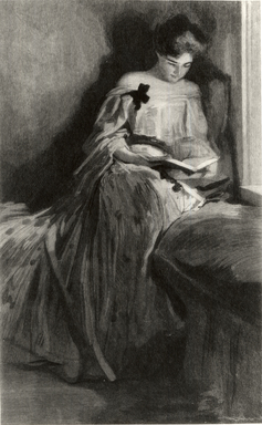 Henry Wolf (American, born France, 1852–1916). <em>The Quiet Hour</em>, 1915. Wood engraving on fine tissue paper, 7 7/8 x 4 13/16 in. (20 x 12.2 cm). Brooklyn Museum, Purchased with funds given by Mr. and Mrs. Leonard L. Milberg, 88.50.11 (Photo: Brooklyn Museum, CUR.88.50.11.jpg)