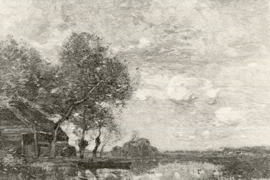 Henry Wolf (American, born France, 1852-1916). <em>Landscape in Holland</em>, 1893. Wood engraving on wove paper, 3 1/2 x 5 3/16 in. (8.9 x 13.2 cm). Brooklyn Museum, Purchased with funds given by Mr. and Mrs. Leonard L. Milberg, 88.50.6 (Photo: Brooklyn Museum, CUR.88.50.6.jpg)