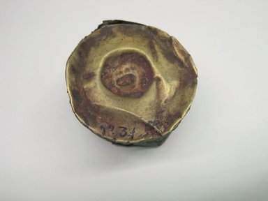  <em>Box Found with Mummies</em>. Copper, 1 5/8 x 1 1/16 x 1 13/16 in. (4.1 x 2.7 x 4.6 cm). Brooklyn Museum, Gift of Richard H. Clarke, 97.31. Creative Commons-BY (Photo: Brooklyn Museum, CUR.97.31_front.jpg)