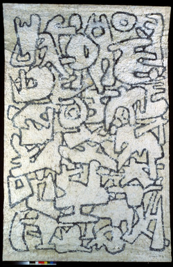 Lee Ong-no (Korean, active in Paris, 1904-1989). <em>Calligraphic Collage #18</em>, 1970. Pigment and cotton collage on paper, frame: 76 3/4 × 49 3/16 in. (195.0 × 125.0 cm). Lent by the Carroll Family Collection, L2018.6.4 (Photo: , CUR.L2018.6.4.jpg)