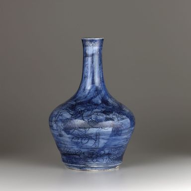 <em>Bottle Vase with Poetic Inscription</em>, 19th century. Porcelain with underglaze, height: 9 1/16 in. (23.0 cm). Lent by the Carroll Family Collection, L2018.6.7 (Photo: , CUR.L2018.6.7.jpg)