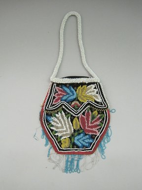 Iroquois. <em>Beaded Bag</em>, ca. 1860-1870. Cloth, beads, Including Strap: 5 7/8 × 1/8 × 12 7/8 in. (14.9 × 0.3 × 32.7 cm). Brooklyn Museum, Gift of the Edward J. Guarino Collection in honor of Amanda Caitlin Burns, 2016.11.12. Creative Commons-BY (Photo: Brooklyn Museum, CUR.TL2016.18.12_view1.jpg)