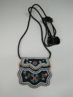 Haudenosaunee. <em>Beaded Bag</em>, ca. 1880. Cloth, beads, Including braided strap: 5 1/8 × 1/8 × 27 in. (13 × 0.3 × 68.6 cm). Brooklyn Museum, Gift of the Edward J. Guarino Collection in memory of Josephine M. Guarino, 2016.11.13. Creative Commons-BY (Photo: Brooklyn Museum, CUR.TL2016.18.13_view1.jpg)