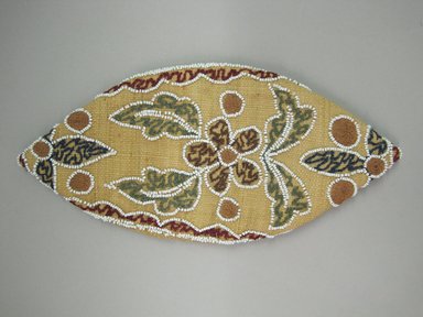 Oneida. <em>Corn Husk Cap</em>, ca. 1880. Corn husk, beads, thread, 3 1/2 × 5 1/8 × 9 in. (8.9 × 13 × 22.9 cm). Brooklyn Museum, Gift of the Edward J. Guarino Collection in memory of Edgar J. Guarino, 2016.11.20. Creative Commons-BY (Photo: Brooklyn Museum, CUR.TL2016.18.20_view1.jpg)