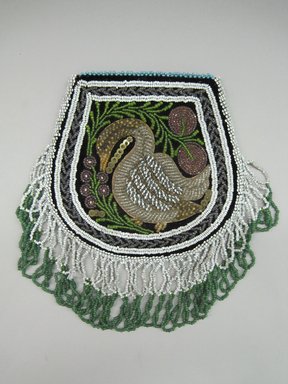 Hodinöhsö:ni’. <em>Beaded Bag</em>, late 19th century. Velvet, beads, sequins, Including fringe: 13 1/2 × 3/8 × 10 1/2 in. (34.3 × 1 × 26.7 cm). Brooklyn Museum, Gift of the Edward J. Guarino Collection in memory of Josephine M. Guarino, 2016.11.8. Creative Commons-BY (Photo: Brooklyn Museum, CUR.TL2016.18.8_view1.jpg)