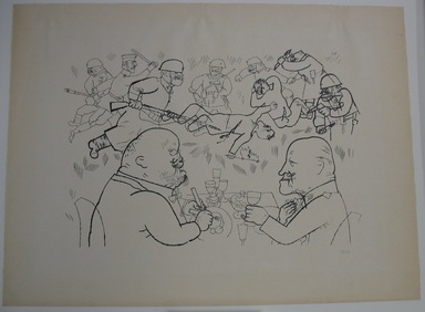 George Grosz (American, born Germany, 1893–1959). <em>The Communists Fall and Foreign Exchange Rises</em>, 1919. Photo-transfer lithograph, Sheet: 18 9/16 x 24 7/8 in. (47.1 x 63.2 cm). Brooklyn Museum, Brooklyn Museum Collection, X1041 (Photo: Brooklyn Museum, CUR.X1041.jpg)