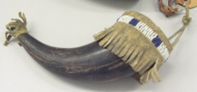 Plains. <em>Horn</em>, 19th century. Horn, leather, beads, 3 1/2 x 8 1/2 in. (8.9 x 21.6 cm). Brooklyn Museum, Brooklyn Museum Collection, X1126.20. Creative Commons-BY (Photo: Brooklyn Museum, CUR.X1126.20.jpg)