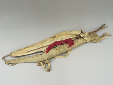 Plains. <em>Bow, Quiver, Bow Case and Arrows</em>. Hide, wool, wood, metal, sinew, pigment, bow: 40 1/2 in. Brooklyn Museum, Brooklyn Museum Collection, X1126.34. Creative Commons-BY (Photo: Brooklyn Museum, CUR.X1126.34a-b.jpg)