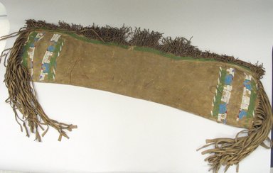 Plains. <em>Saddle Bag</em>, late 19th century. Hide, beads, sinew, cotton thread, 13 x 82 1/2 in. (33 x 209.6 cm). Brooklyn Museum, Brooklyn Museum Collection, X1126.44. Creative Commons-BY (Photo: Brooklyn Museum, CUR.X1126.44_view1.jpg)