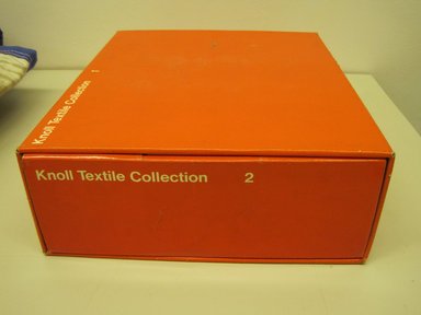 (of graphics) Lella Vignelli (for Unimark) (American, born Italy, 1934-2016). <em>"Knoll Textiles Collection 1" Sample Kit</em>, ca. 1967. Cardboard, paper, textiles, 3 15/16 x 11 1/2 x 9 3/4 in. (10.0 x 29.2 x 24.8 cm). Brooklyn Museum, Brooklyn Museum Collection, X1188.1. Creative Commons-BY (Photo: Brooklyn Museum, CUR.X1188.1_exterior.jpg)