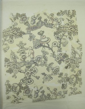 after Jean de Pillement (French, 1728–1808). <em>Textile Fragment, "Jeux d'Enfants Chinois,"</em> late 18th or 19th century. Printed silk, 14 x 12 in. (35.6 x 30.5 cm). Brooklyn Museum, Brooklyn Museum Collection, X1193.3 (Photo: Brooklyn Museum, CUR.X1193.3.jpg)