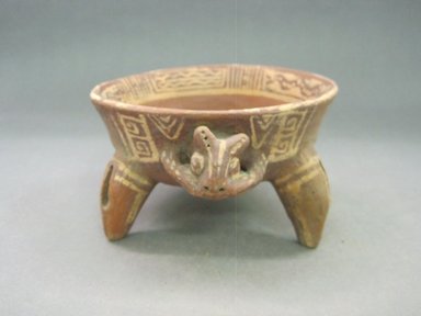  <em>Tripod Bowl</em>, 800-1500. Ceramic, pigment, 3 3/4 x 6 15/16 x 7 1/2 in. (9.5 x 17.6 x 19.1 cm). Brooklyn Museum, Brooklyn Museum Collection, X1207.2 (Photo: Brooklyn Museum, CUR.X1207.2_view1.jpg)