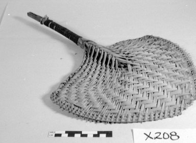 Hawaiian. <em>Fan</em>. Plant fiber, pigment, 18 1/2 x 12 3/16 in.  (47 x 31 cm). Brooklyn Museum, Brooklyn Museum Collection, X208. Creative Commons-BY (Photo: Brooklyn Museum, CUR.X208_bw.jpg)
