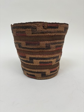 Tlingit. <em>Twined Cylinder Basket with False Embroidery</em>, late 19th–early 20th century. Spruce root, grass, dye, 5 1/2in. (14cm). Brooklyn Museum, Brooklyn Museum Collection, X854.22. Creative Commons-BY (Photo: Brooklyn Museum, CUR.X854.22.JPEG)